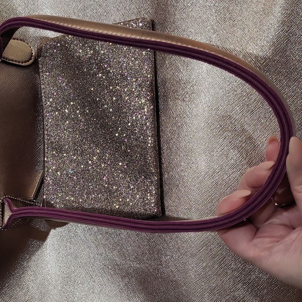 Elegant Rose Gold Tote Bag with Glitter Pouch - Picture 13 of 13